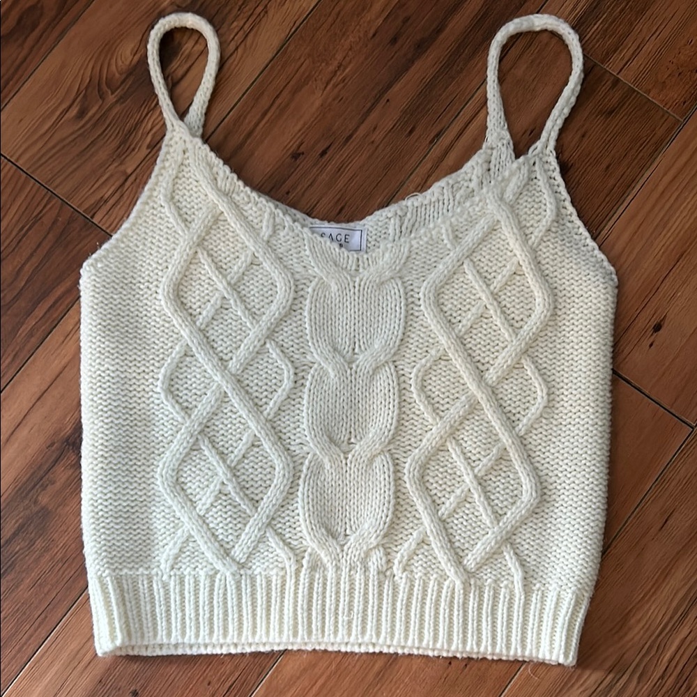 Sage Cream Cable Knit Women's Top